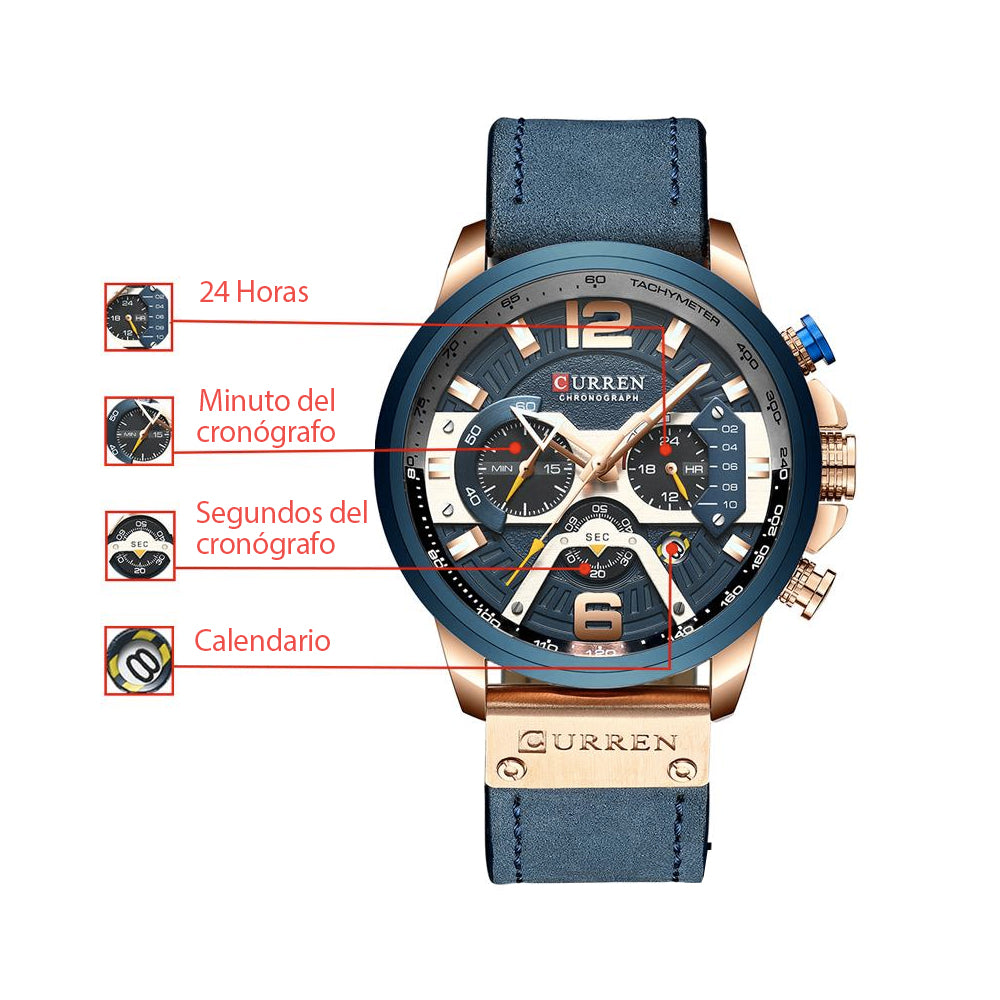 Reloj Curren 8329 Cronógrafo de Cuero ⌚
