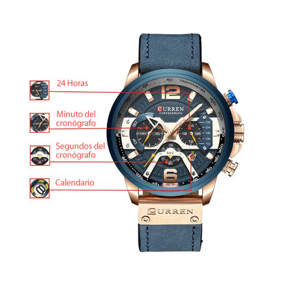 Reloj Curren 8329 Cronógrafo de Cuero ⌚