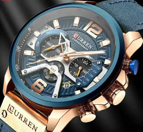Reloj Curren 8329 Azul Cuero Cronógrafos