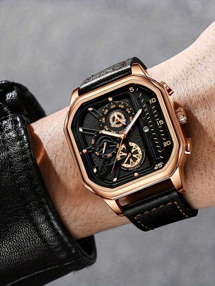 Reloj de Cuadrado Dorado para Hombre