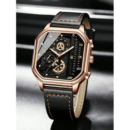 Reloj de Cuadrado Dorado para Hombre