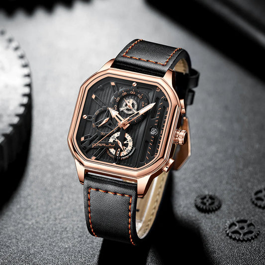 Reloj de Cuadrado Dorado para Hombre