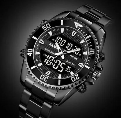⌚ Reloj Masculino de Acero con Visor Doble