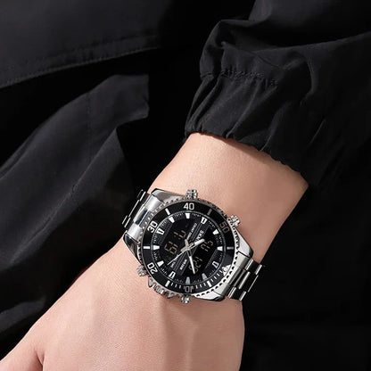 ⌚ Reloj Masculino de Acero con Visor Doble
