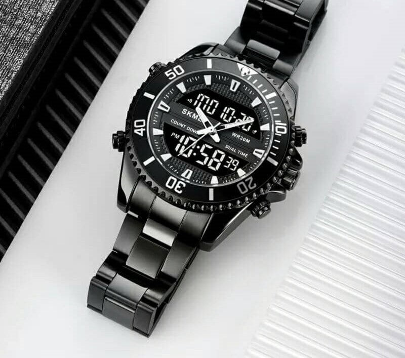 ⌚ Reloj Masculino de Acero con Visor Doble