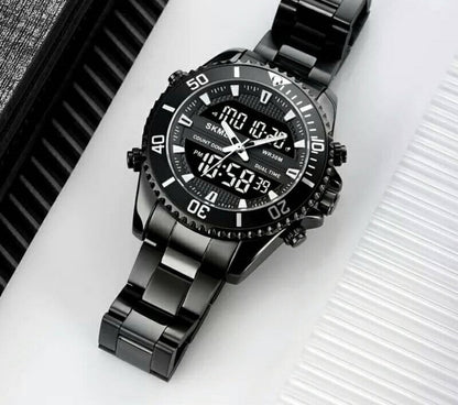 ⌚ Reloj Masculino de Acero con Visor Doble